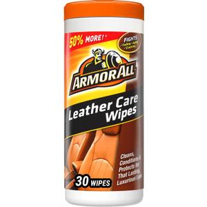 Armor All Interior Cleaner Car Leather Wipes, for Cleaning Cars, Trucks and Motorcycles, 30 Count