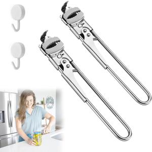 Jar & Bottle Opener for Weak HandsAdjustable Multifunctional Stainless Bottle Opener and Lid ClampSuitable for Elderly People with ArthritisKitchen Accessories (2)