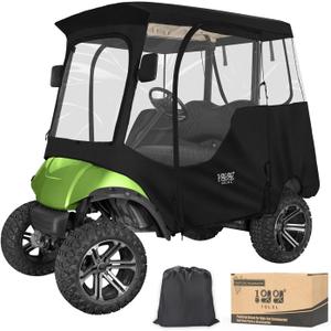 10L0L 2/4 Passenger Golf Cart Enclosure for Yamaha G14 G16 G22 G29 Drive 2,Waterproof 600D Rain Cover,with Side Mirror Opening,Transparent Tail Light Panel,Foldable Door,4-Sided Clear Windows