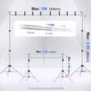 EMART Backdrop Stand 10x8.5ft(WxH) Photo Studio Adjustable Background Stand Support kit with 2 Crossbars, 8 Clamps, 2 Sandbags and Carry Bag for Parties, Events Decoration, Wedding, Photography-Silver