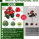 8 Bundles Artificial Geraniums Flowers for Outdoors Summer Mother's Day Derby Day Decor, Fake Cemetery Flowers Silk Red Flower UV Resistant No Fade Faux Plant for Porch Garden Home Planter Patio Decor