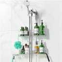 Sewulidon Stainless Steel Shower Caddy Hanging for Handheld Shower Heads,Rustproof Hose Shower Organizer Adjustable Length Shower Rack with 24 Hooks,Razor Holder,Soap Holder (New-Silver)