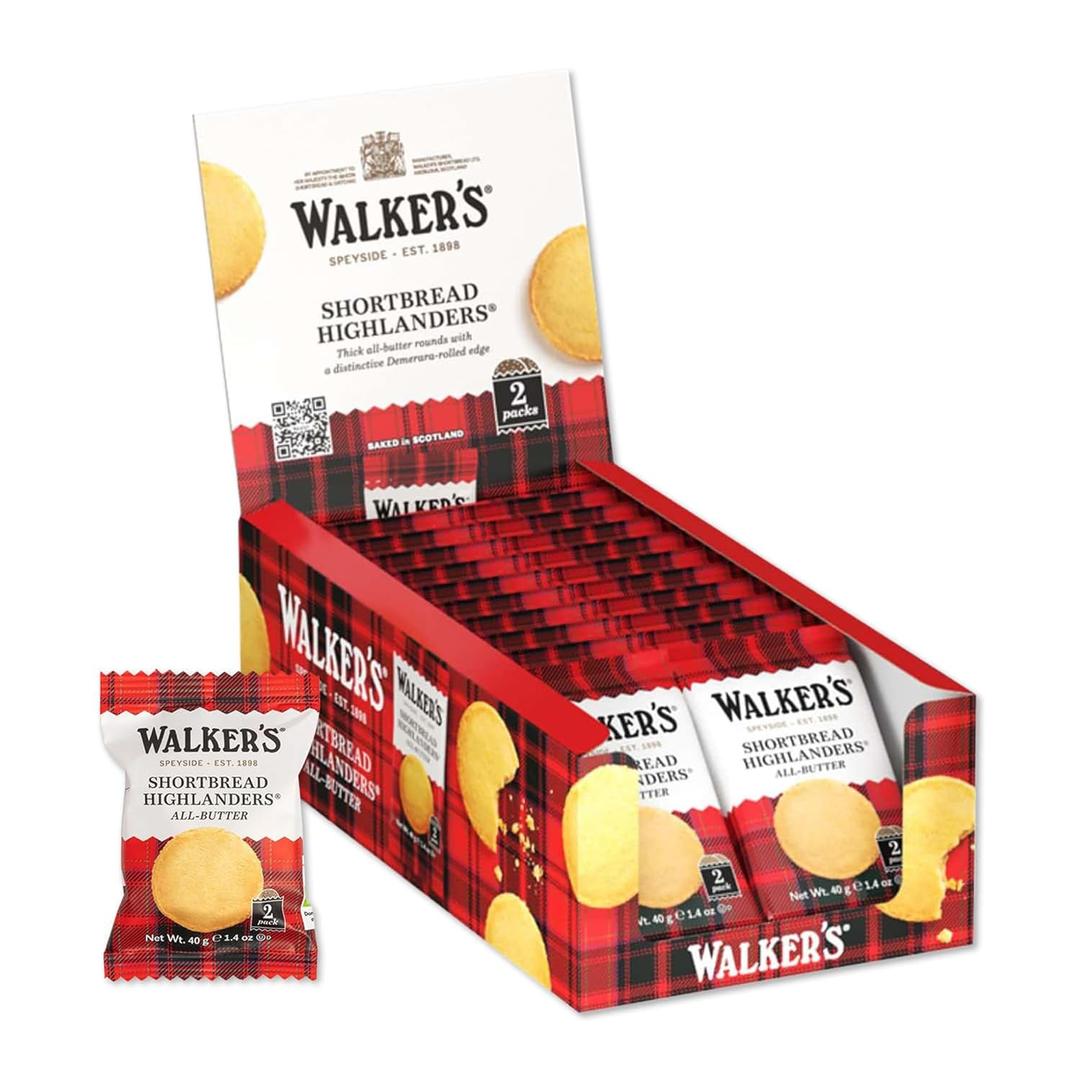 Walker's Shortbread Highlanders, Pure Butter Shortbread Cookies, Snack Pack, 1.4 Oz (Pack of 18) (EXP 09/30/26)