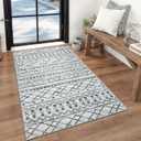 KUTA 3x5 Grey Boho Area Rug for Living Room, Moroccan Washable Kitchen Rugs Non Slip, Ultra Soft Print Distressed Geometric Low-Pile Entry Throw Carpet for Bedroom Nursery Dorm Decor
