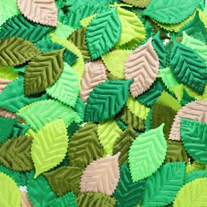 WILLBOND 150 Pieces Fake Fabric Leaves for Crafts Mixed Artificial Paper Leaves Scrapbooking Wedding Spring Meadow DIY Craft Supplies Card Faux Roses Leaf Party Decoration (Green Series)