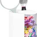 Hair Accessories Organizer with Hair Brush Holder, Rotatable Makeup Brush and Jewelry Storage Box for Hair Clips, Earrings, Necklaces, Bracelets, Rings, and Daily Accessories (White, 3-Layer)