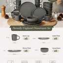 OTAGO 24-Piece Grey Stoneware Dinnerware Set for 6 with Mugs, Plates and Bowls Sets with Partially Unglazed Base, Scratch Resistant Ceramic Dish Set, Microwave & Dishwasher Safe for Kitchen, Gray