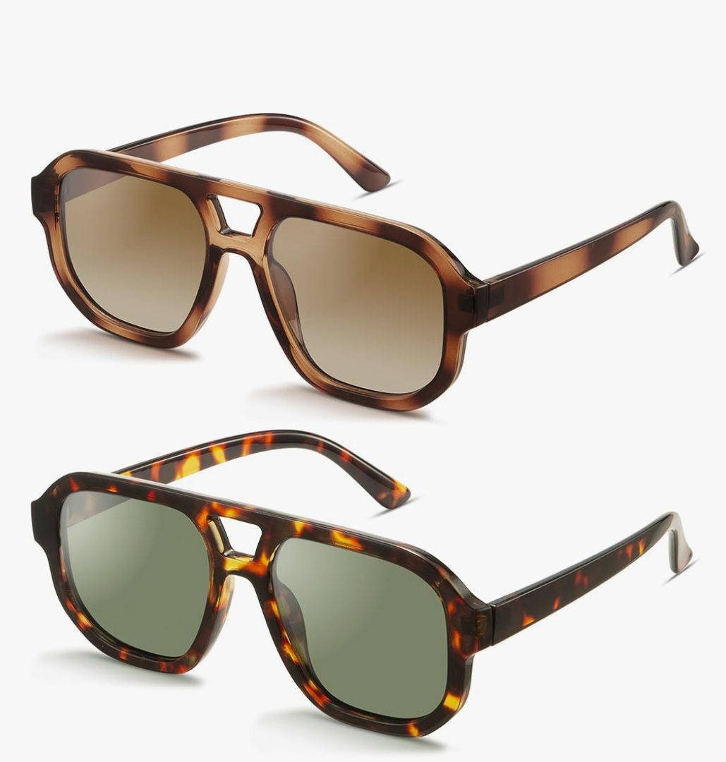 livho Trendy Polarized Square Aviator Sunglasses Women Men Square Eyewear Frame, Retro Sun Glasses for Women Men 2025 Shades