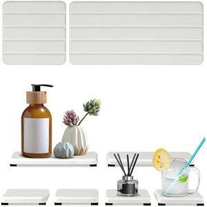 6PCS Fast Drying Diatomite Stone Sink Tray, Stone Drying Tray for Bathroom Counter, Stones Soap Trays for Kitchen Sink, Water Absorbing Coasters, Diatomite Soap Dish, Water Absorbing Stones Trays