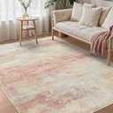 BEIMO Area Rugs 8x10 for Living Room Bedroom, Modern Abstract Machine Washable Rug, Large Soft Low Pile Floor Carpet with Non Slip Backing for Dining Room, Pink/ Cream