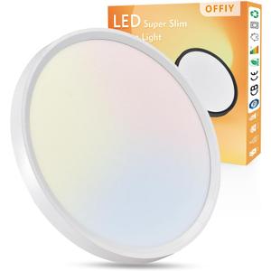 20 Inch LED Flush Mount Ceiling Light, 40W, 4350LM, 3000K/4000K/6000K CCT Selectable Super Slim Round Flat Panel Light for Living Room, Bedroom, Kitchen, 20"-1PK