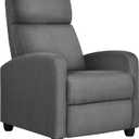 Yaheetech Fabric Recliner Chair Sofa Ergonomic Adjustable Single Sofa with Thicker Seat Cushion Modern Home Theater Seating for Living Room Matte Grey