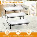 2 Set 3 Tier Serving Trays for Party 12 Inch Plastic Serving Platters and 3 Tier Round Ceramic Salad Display Stand with Black Collapsible Metal Stand for Food Dessert Cookies Fruit