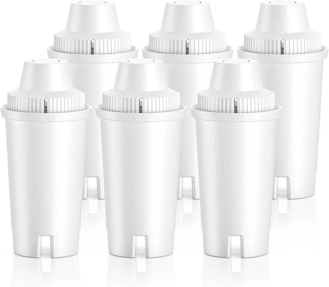 6 Pack Replacement for Brita® Water Filter Pitchers and Dispensers, BPAFree & NSF Certified, Classic OB03, Mavea® 107007 35557, Metro, Everyday, UltraMax, 1 Year Filter Supply