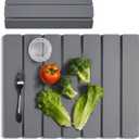 Meowoo Stone Drying Mat for Kitchen Counter, 15.7"x11.8" Foldable Diatomaceous Earth Mat, Super Absorbent, Quick-Dry Bath & Kitchen Pad for Dishes, Cups, Non-Slip, Fits Any Countertop - Dark Gray