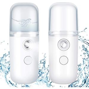 Pack of 2 - 1oz Facial Portable Nano Mist Sprayer for Disinfecting & Face Hydration - WHITE
