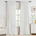 Cream White Curtains 90 inch Length 2 Panel Set,Classic Floral Light Filtering Curtain Cotton Textured for Living Room Bedroom Soft Chenille Window Drapes with Rod Pocket Decorative W52xL90,Cream