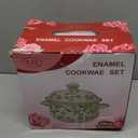 Retro Flower Enamel Stockpot with Lid,Stockpots for Cooking (5L-Blue Rose) (Multi Rose-5QT)