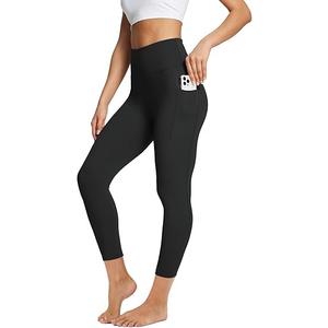 baleaf Women's Leggings with Pockets Black Tummy Control Workout High Waisted Athletic Ultra Soft Gym Yoga Ankle Pants, Small 