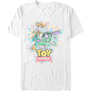 Pixar Unisex-Adult Pixar Toy Story New Toys on The Block Short Sleeve Tee Shirt (Large, White)