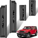 4PCS Door Sill Guards for Jeep Wrangler 2018-2025 JL JLU & 2020-2025 Gladiator JT Accessories, Stainless Steel Door Sill Protector,Unlimited Sport Sahara Rubicon 4 Door