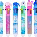 Multicolor Ballpoint Pen 0.7 mm, 10-in-1 Colored Pens Fine Point Retractable Cute Cartoon Ocean Animal Ballpoint Pens for School Supplies Students Kids Gifts, 6 Pack