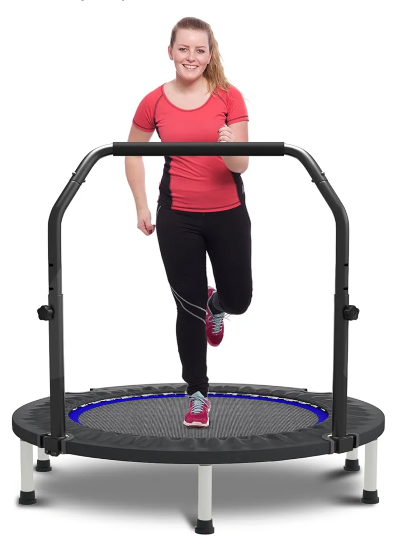 HYD-Parts 40"/48" Mini Trampoline for Adults and Kids Exercise Rebounder with Adjustable Bar Fitness Trampoline Indoor Max Load 330lbs