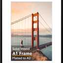 KINLINK A1 Picture Frame, Black Solid Wood Frame with Acrylic Plexiglass for Pictures A2 with Mat or A1 without Mat, Wall Mounting Display Photo Frame 1 Pack