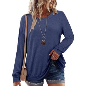 onlypuff Long Sleeve Tunic Top for Women Casual Loose Fitting Fall Fashion Clothing with Pockets (XXL)