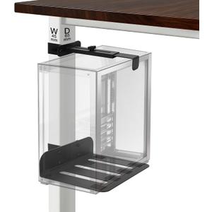 No-Drill Under Desk PC Mount, Adjustable CPU Holder for Standing Desk, Compatible Only with 65mm 45mm Desk Legs, Supports up to 50 lbs, Includes Non-Slip Pads