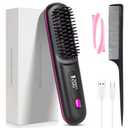 Go Brush Pro, 2026 Cordless Hair Straightener Brush 3 Adjustable Temperature Portable USB Charging Straightener Suitable for All Hair Types (Black)