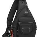 Large Sling Backpack, Sling Chest Bag Shoulder Crossbody Daypacks Fits 14.1-Inch Laptop for Travel Outdoor Men Women (2555 Black)