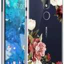 Nokia 7.1 Case, Nokia 7.1 Case with Flowers, Slim Shockproof Clear Floral Pattern Soft Flexible TPU Back Phone Protective Cover for Nokia 7.1 2018 Release Blossom Flower