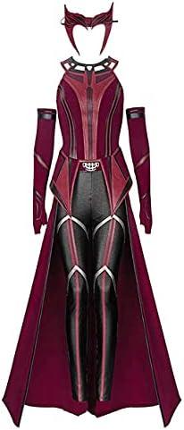 Female Wanda Maximoff Cosplay Costume Scarlet Witch Headwear Cloak and Pants Full Set Outfit medium