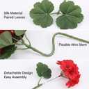 6 Pcs Artificial Geranium Flowers for Outdoors Geranium Silk Red Flower Outdoor UV Resistant Garden Plants Faux Flowers for Christmas Home Kitchen Table Centerpieces Decor