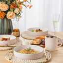 theterra 7.5'' Ceramic Pasta Bowls, Salad Bowls Set of 4, Stoneware Serving Bowls for Fruits, Noodle, Dinner, House-warming Wedding Present, Primrose Pink