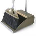 Upgrade Broom with Dustpan Combo Set, 48'' Long Handle Stiff Broom Bristles with Heavy Duty Dust Pan, Indoor Outdoor Easy Sweeping for Kitchen Lobby Garage Home