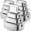 Umigy 12 Pcs Stainless Steel Food Containers 550/850/1400/2400 ml Metal Bento Lunch Box Stainless Steel Food Storage Containers, Lockable Clips to Leak Proof, Reusable Dishwasher Snack Boxes for Work