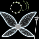 Janinka Light Up Fairy Wings for Adults, LED Butterfly Wings for Women Fairy Costume with Wreath Wand for Halloween Cosplay