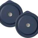 Replacement Lids for Pyrex 7402-PC 7 Cup, Silicone Round Storage Cover Lid for Anchor Hocking Glass Bowl 2 Pack with Date Mark Dark Blue