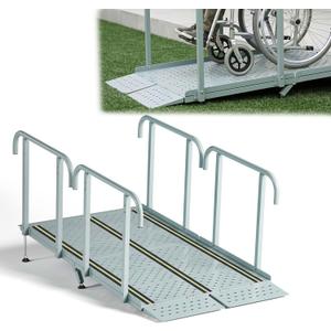 RDCMKL Wheelchair Ramp with Handrails, 6-18" Rise, Non-Slip, Carbon Steel
Multiple Size Options, Home Steps, Porch Entry, Seniors, Caregivers, Reflective Strips, 850 lb Capacity, Strollers, Carts