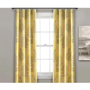 Lush Decor Yellow and Gray Linear Tree Blackout Grommet Window Curtain Panel Pair (84" x 38")