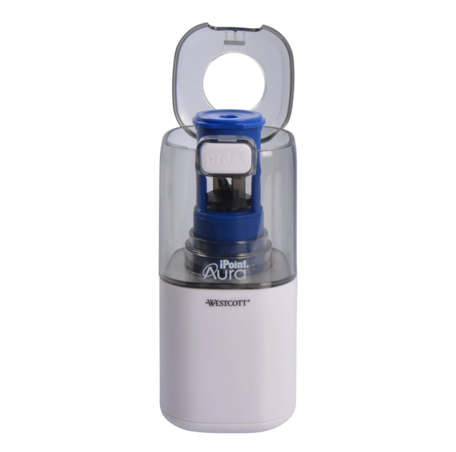 Westcott iPoint® AURA Electric Pencil Sharpener, White