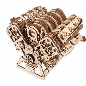 UGEARS V8 Engine Model Kit - 3D Wooden Puzzles for Adults, 3D Puzzle Model Engine Kit, DIY Kits Gifts for Engineers for Christmas, Wooden Model Kits for Adults to Build, Brain Teaser Hobby Set
