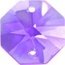 uxcell 50Pcs Crystal Glass Beads Purple Octagonal Drops Chandelier Pendants Decoration for DIY Light Accessories 14 * 7.6mm