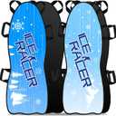 Gemscream 2 Pcs 45" Large Foldable Snow Sled for Kid Adult Toboggan with Reinforced Bottom Sturdy Fabric Stitching Ergonomic Handle Fits 2 Kid or 1 Adult Portable Winter Sled for Family