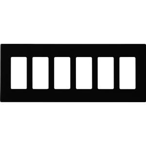 Eaton PJS266BK Decorator Screwless Wallplate, 6-Gang, Black