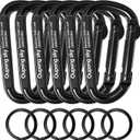 Carabiner Clip - Heavy Duty Carabiners 800lbs-13KN (2922 lbs) Carabeaner D Ring Shape, Key Chain Clip Hook, Keychain Clip, Multipurpose for Camping, Hiking, Backpacking or Other Outdoor Activities, Black