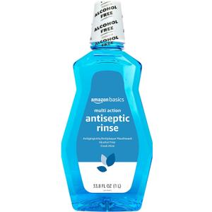 Amazon Basics Multi Action Antiseptic Rinse, Alcohol Free, Fresh Mint, 1 Liter, 33.8 Fluid Ounces, 1-Pack (Previously Solimo)