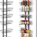 LUXEAR Over the Door Pantry Organizer, 6-Tier Adjustable Over the Door Hanging Spice Rack, No-Assembly Foldable Metal Over the Door Organizer for Kitchen, Home, Laundry Room, Bathroom